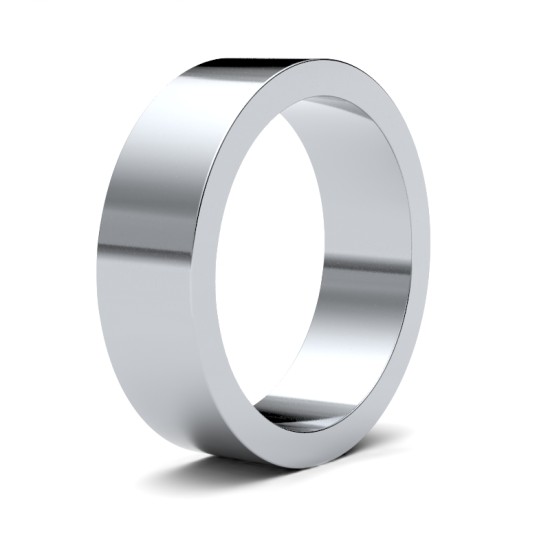 9ct White Gold Standard Weight Flat Profile Mirror Finish Wedding Ring