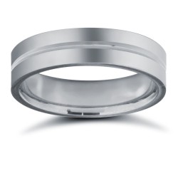Platinum Standard Weight Flat Profile Centre Groove Wedding Ring