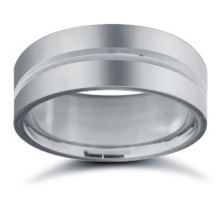 Platinum Standard Weight Flat Profile Centre Groove Wedding Ring