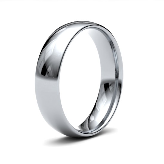 9ct White Gold 5mm Lightweight Court Profile Mirror Finish Wedding Ring