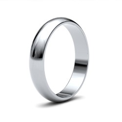 9ct White Gold 4mm Lightweight D-Shape Profile Mirror Finish Wedding Ring