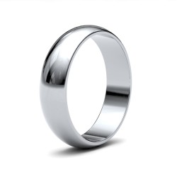 Platinum 5mm Lightweight D-Shape Profile Mirror Finish Wedding Ring