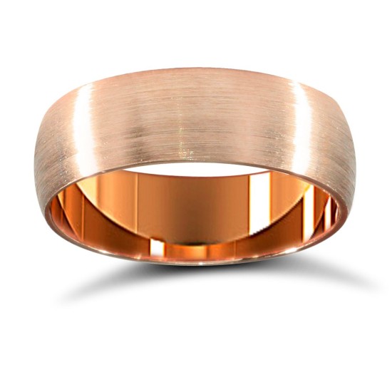 18ct Rose Gold Premium Weight Court Profile Satin Wedding Ring