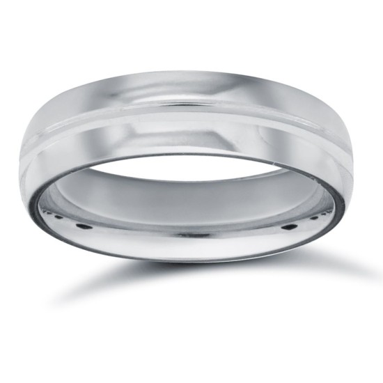 18ct White Gold Premium Weight Court Profile Centre Groove Wedding Ring