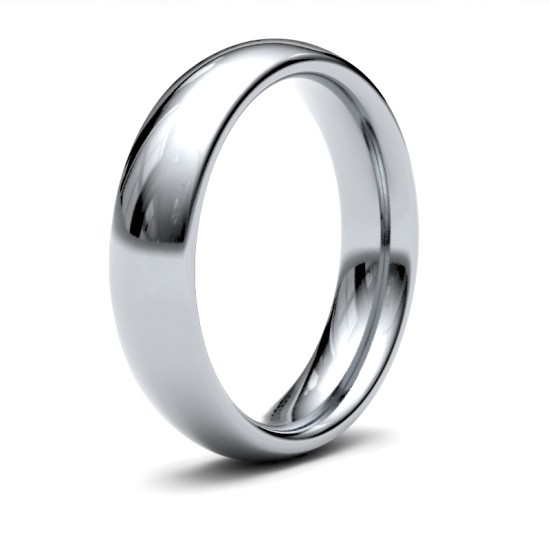 9ct White Gold Premium Weight Court Profile Mirror Finish Wedding Ring