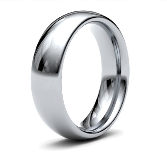 9ct White Gold Premium Weight Court Profile Mirror Finish Wedding Ring