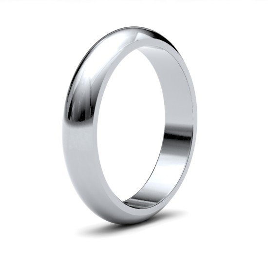 9ct White Gold Premium Weight D-Shape Profile Mirror Finish Wedding Ring