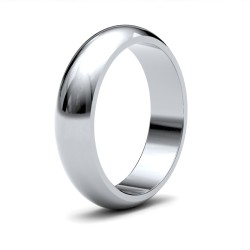 9ct White Gold Premium Weight D-Shape Profile Mirror Finish Wedding Ring