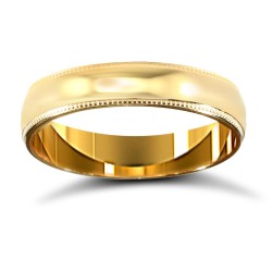 9ct Yellow Gold Premium Weight D-Shape Profile Mill Grain Wedding Ring