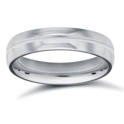 Platinum Premium Weight D-Shape Profile Centre Groove Wedding Ring