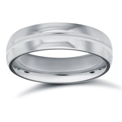 Platinum Premium Weight D-Shape Profile Centre Groove Wedding Ring
