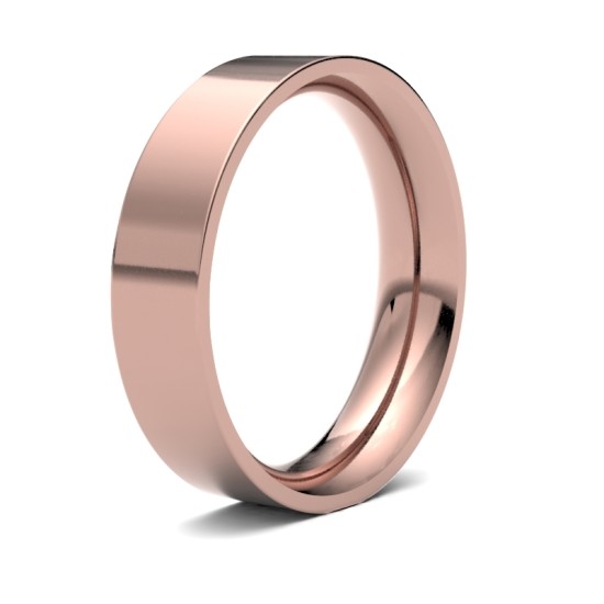 18ct Rose Gold Premium Weight Flat Court Profile Mirror Finish Wedding Ring