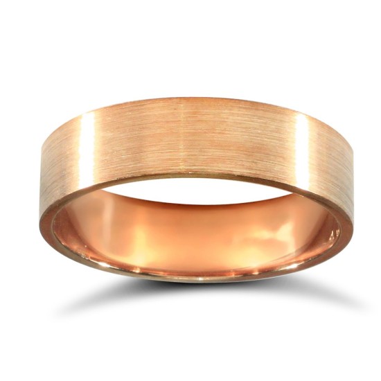 18ct Rose Gold Premium Weight Flat Court Profile Satin Wedding Ring