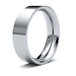 18ct White Gold Premium Weight Flat Court Profile Mirror Finish Wedding Ring