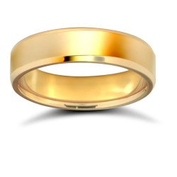 18ct Yellow Gold Premium Weight Flat Court Profile Bevelled Edge Wedding Ring