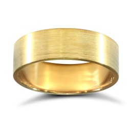 18ct Yellow Gold Premium Weight Flat Court Profile Satin Wedding Ring