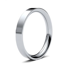 9ct White Gold Premium Weight Flat Court Profile Mirror Finish Wedding Ring