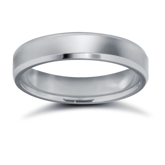 9ct White Gold Premium Weight Flat Court Profile Bevelled Edge Wedding Ring