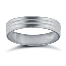 9ct White Gold Premium Weight Flat Court Profile Double Groove Wedding Ring