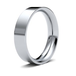 9ct White Gold Premium Weight Flat Court Profile Mirror Finish Wedding Ring