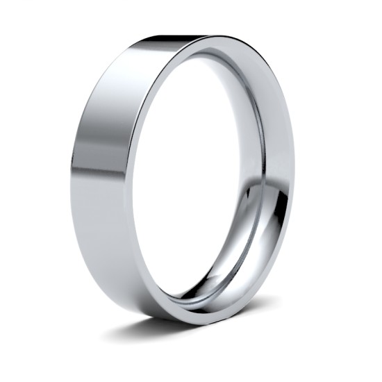 9ct White Gold Premium Weight Flat Court Profile Mirror Finish Wedding Ring