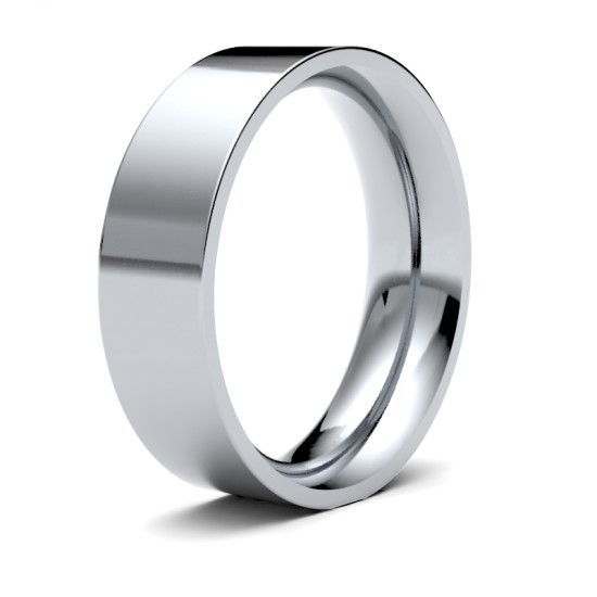 9ct White Gold Premium Weight Flat Court Profile Mirror Finish Wedding Ring