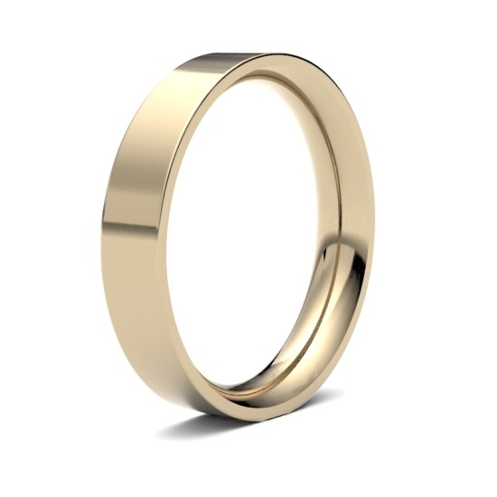 9ct Yellow Gold Premium Weight Flat Court Profile Mirror Finish Wedding Ring
