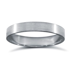Platinum Premium Weight Flat Court Profile Satin Wedding Ring