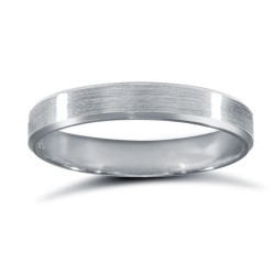 Platinum Premium Weight Flat Court Profile Satin and Bevelled Edge Wedding Ring