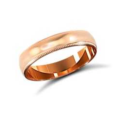 18ct Rose Gold Standard Weight Court Profile Mill Grain Wedding Ring