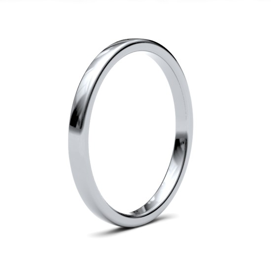 18ct White Gold Standard Weight Court Profile Mirror Finish Wedding Ring