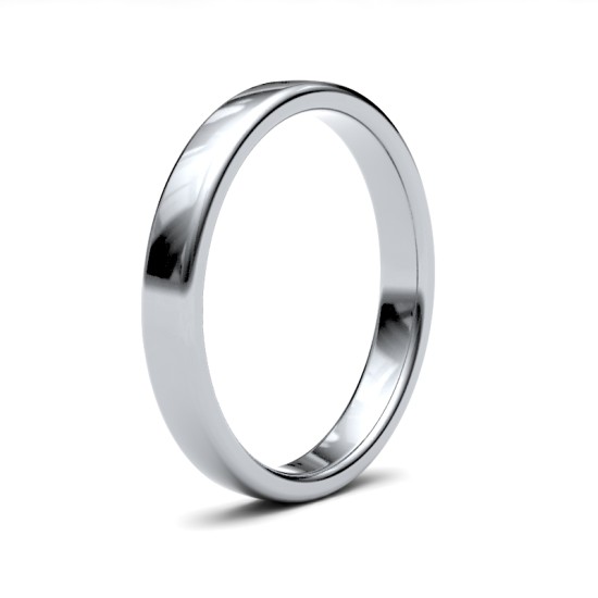 18ct White Gold Standard Weight Court Profile Mirror Finish Wedding Ring