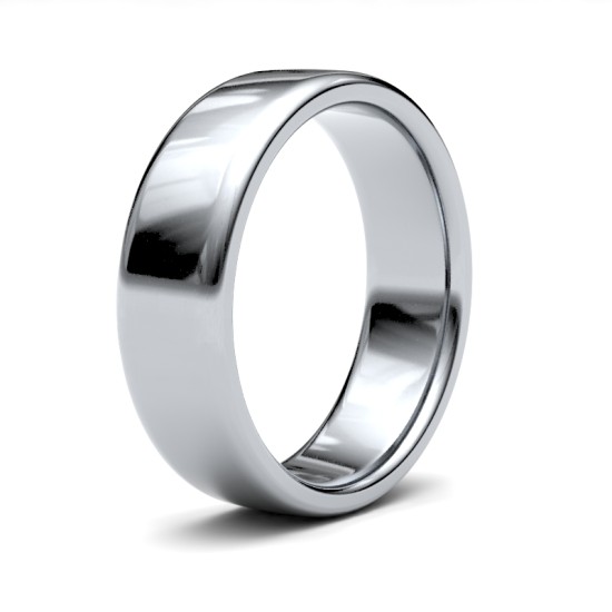 18ct White Gold Standard Weight Court Profile Mirror Finish Wedding Ring
