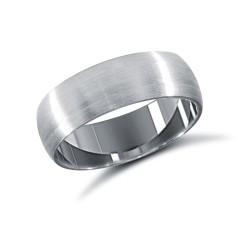 18ct White Gold Standard Weight Court Profile Satin Wedding Ring
