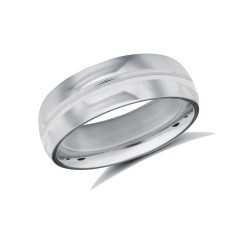 18ct White Gold Standard Weight Court Profile Centre Groove Wedding Ring