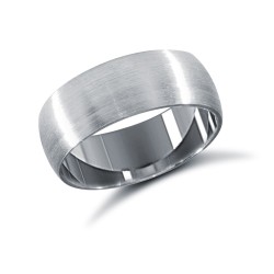 18ct White Gold Standard Weight Court Profile Satin Wedding Ring