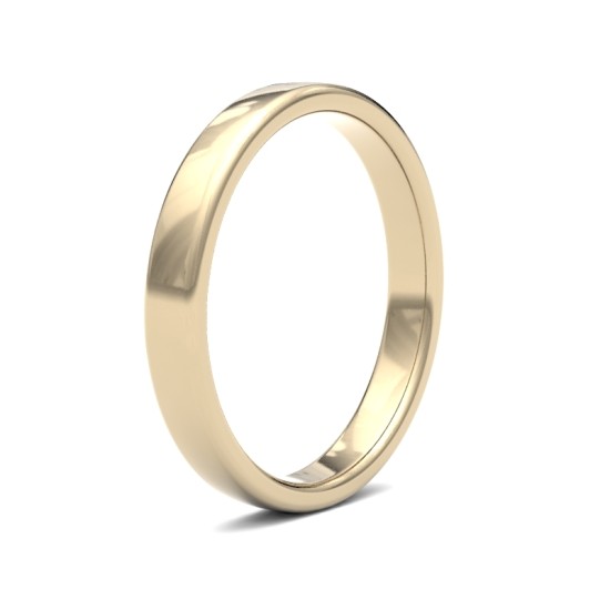 18ct Yellow Gold Standard Weight Court Profile Mirror Finish Wedding Ring