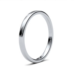 9ct White Gold Standard Weight Court Profile Mirror Finish Wedding Ring