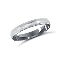 9ct White Gold Standard Weight Court Profile Mill Grain Wedding Ring