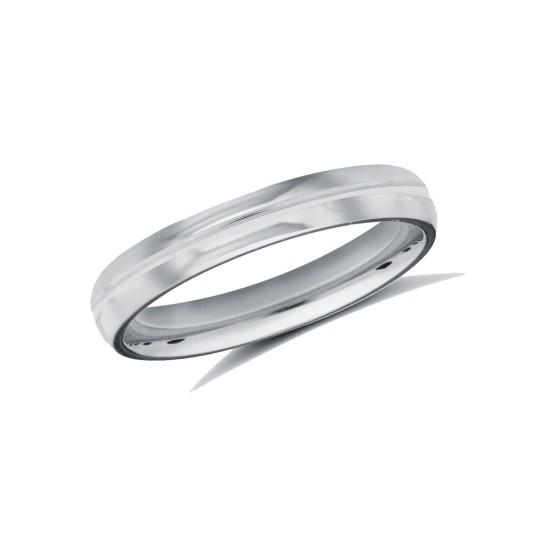 9ct White Gold Standard Weight Court Profile Centre Groove Wedding Ring