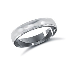 9ct White Gold Standard Weight Court Profile Mill Grain Wedding Ring