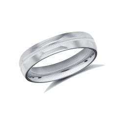 9ct White Gold Standard Weight Court Profile Centre Groove Wedding Ring