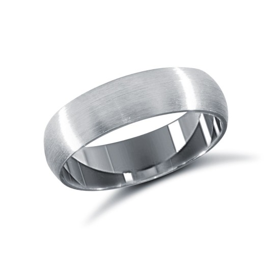 9ct White Gold Standard Weight Court Profile Satin Wedding Ring
