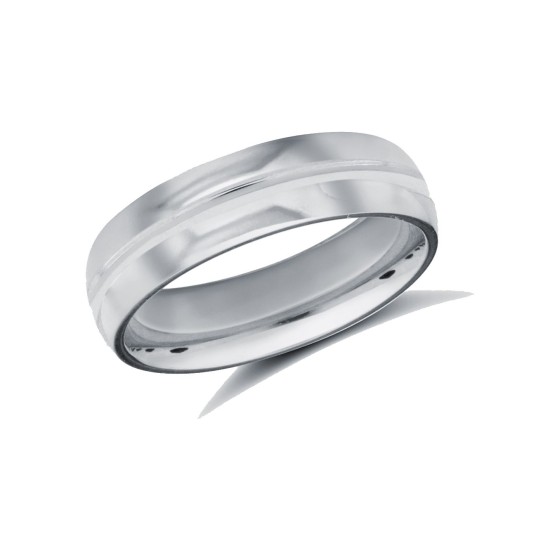 9ct White Gold Standard Weight Court Profile Centre Groove Wedding Ring