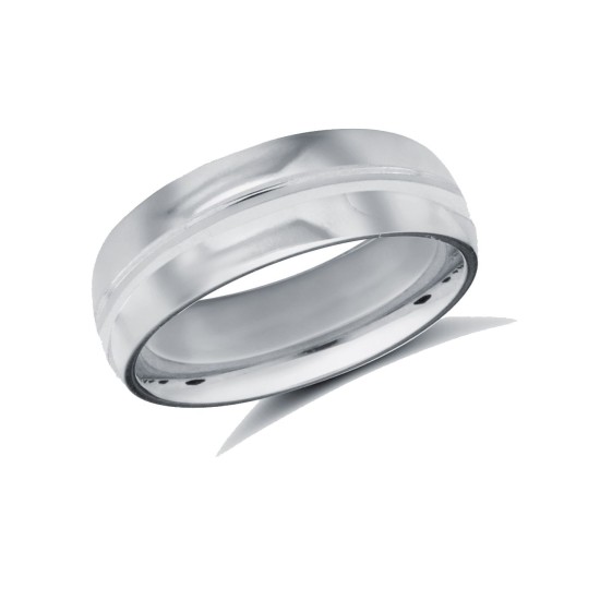 9ct White Gold Standard Weight Court Profile Centre Groove Wedding Ring