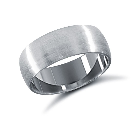 9ct White Gold Standard Weight Court Profile Satin Wedding Ring
