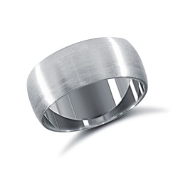 9ct White Gold Standard Weight Court Profile Satin Wedding Ring