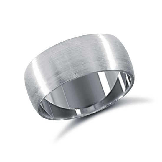 9ct White Gold Standard Weight Court Profile Satin Wedding Ring