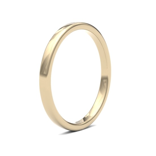 9ct Yellow Gold Standard Weight Court Profile Mirror Finish Wedding Ring