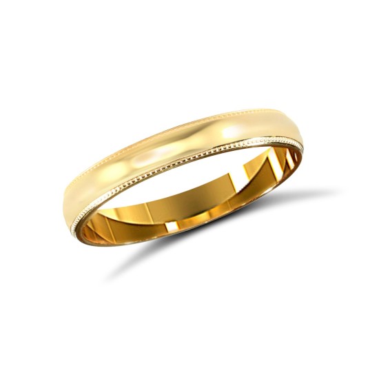 9ct Yellow Gold Standard Weight Court Profile Mill Grain Wedding Ring